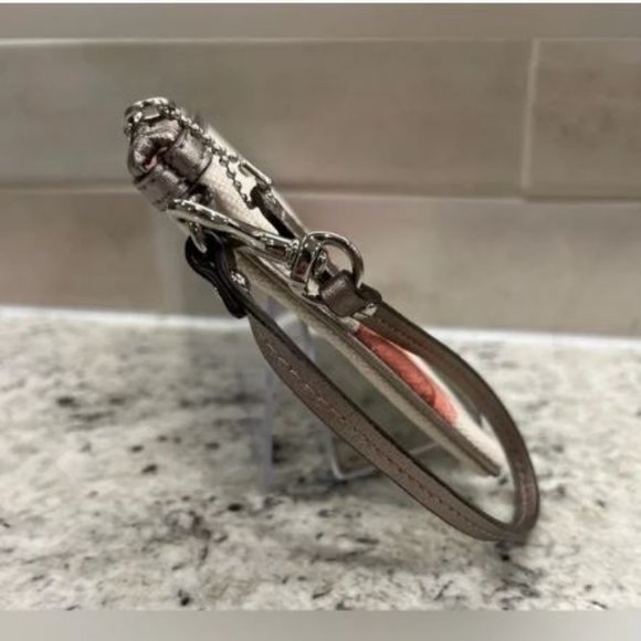 Coach Beach Canvas Wristlet  - Beach Shell w/Metallic Bronze Trim - Picture 5 of 7